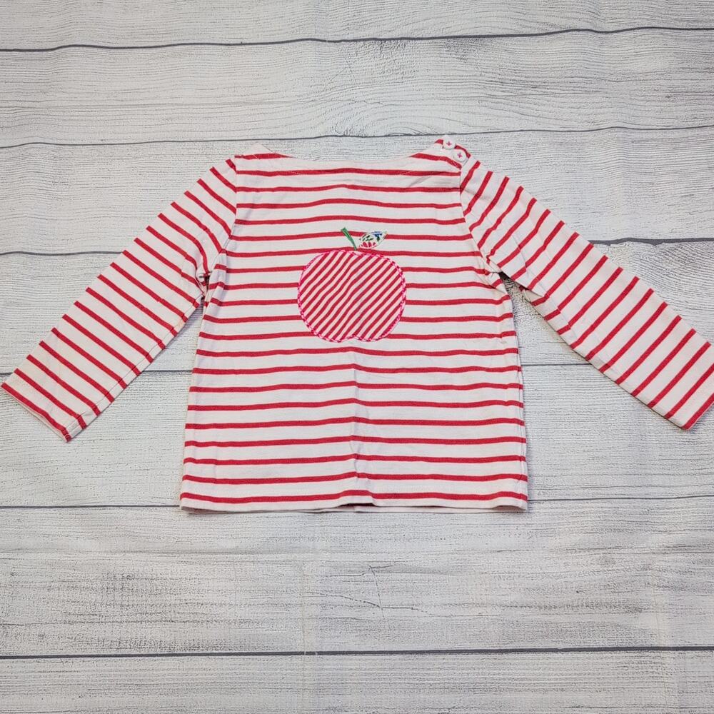 2/3 Mini Boden Striped Apple Long Sleeve Tee